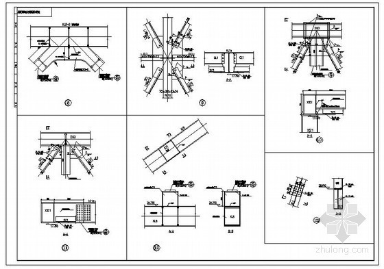 校园矩形形广场施工图资料下载-某矩形箱形截面支撑与矩形箱形梁连接节点构造详图