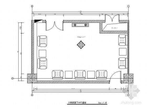 监控室室内设计施工图资料下载-某小贵宾室室内设计装修图