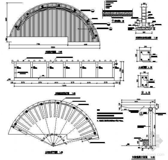 建筑木构架资料下载-弧形木构架详图
