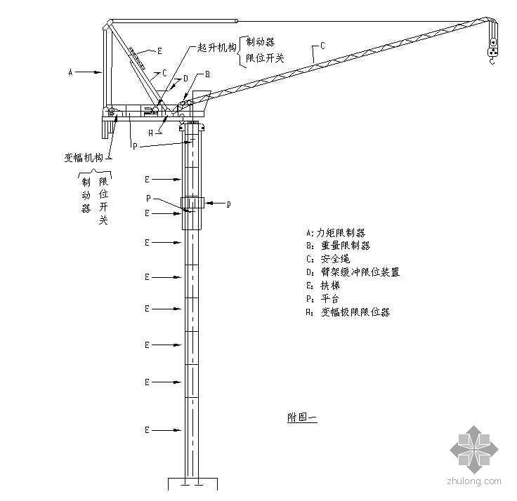 动臂塔吊CAD资料下载-D160型动臂式外附固定式塔式起重机安装施工工法