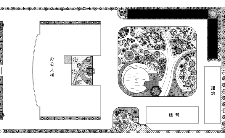 中型商场平面结构设计图资料下载-2套行政办公楼庭院景观设计CAD平面图