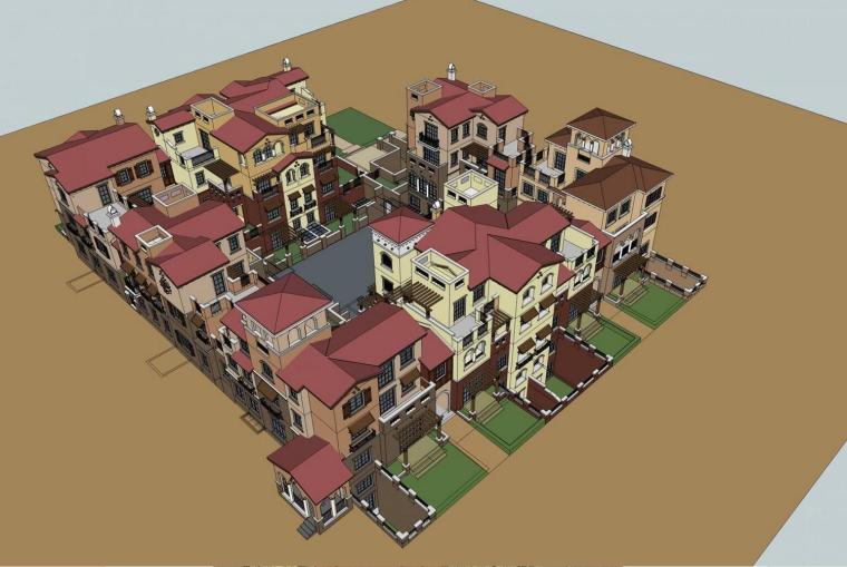 分享一组西班牙风格叠拼别墅SU模型图（超多）-39.jpg