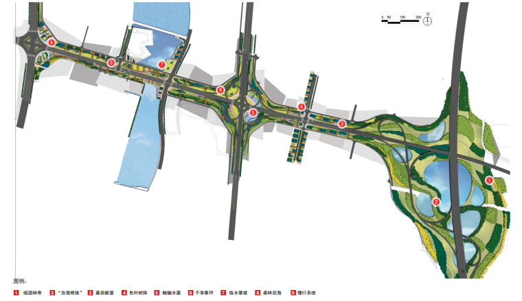 [江苏]“城市花窗”城市道路景观设计方案-景观布置图