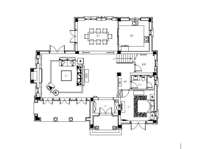 室内中式隔墙大样图资料下载-[山东]新古典中式风格别墅室内设计施工图（含实景图，软装方案）