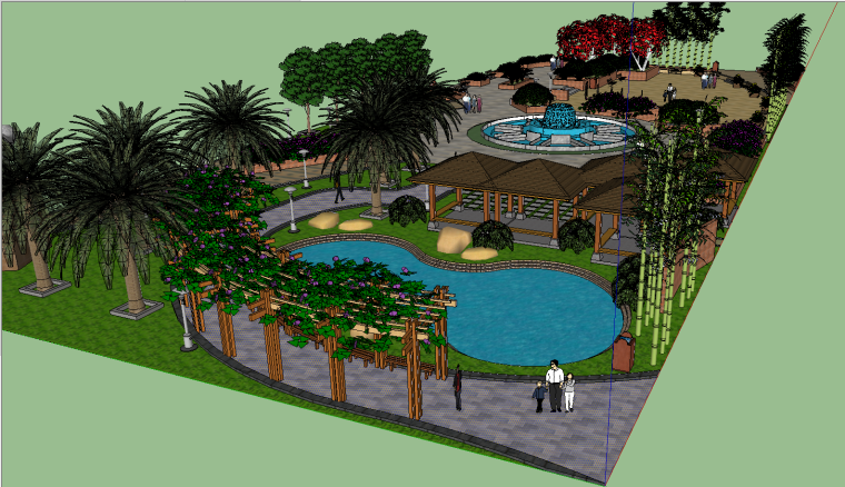中心花园绿化景观设计资料下载-精品街心花园景观设计（su模型）