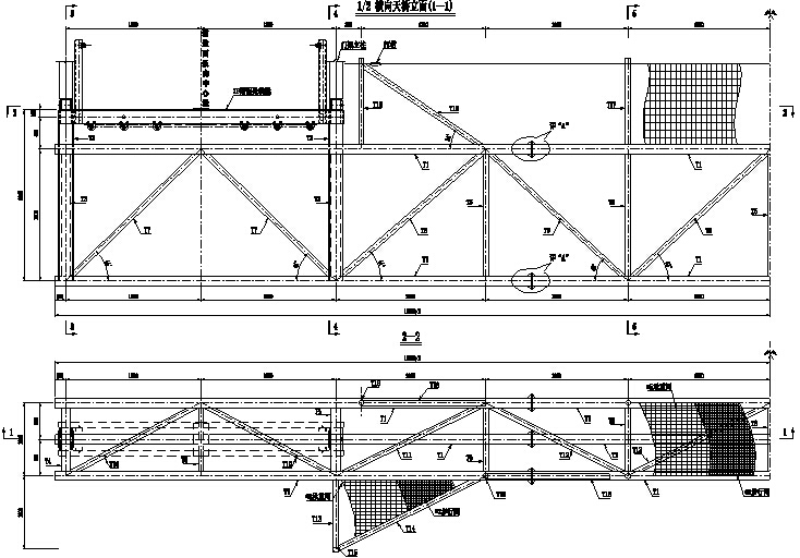 峡谷1-536m单跨双铰简支钢桁加劲梁悬索桥缆索系统施工方案96页-横向通道布置图