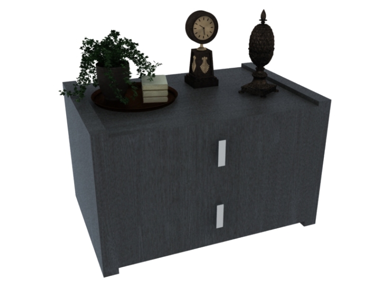 床头柜3d模型资料下载-现代深色床头柜3D模型下载
