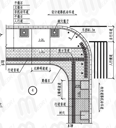 [湖北]市政公用工程细部构造做法（附图丰富）-相交道口人行道铺装设计图