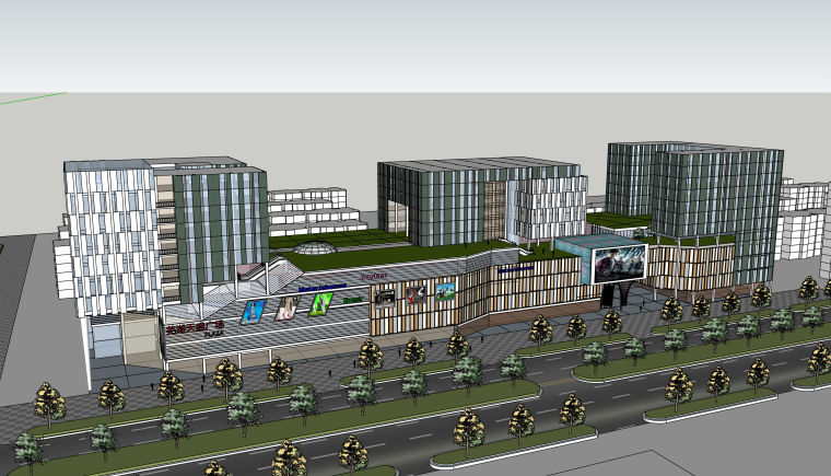 戏台广场3D模型资料下载-大型完整广场建筑模型