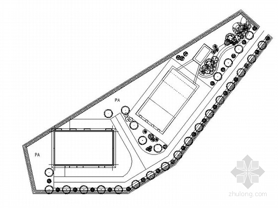 [湖南]乡村提升泵站植物种植施工图-平面图方案二 