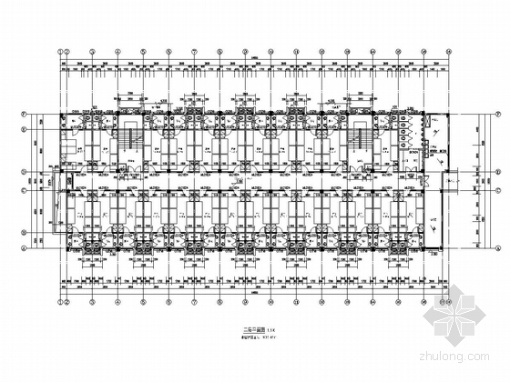 四层框架结构学生宿舍建筑结构全套图-二层平面图