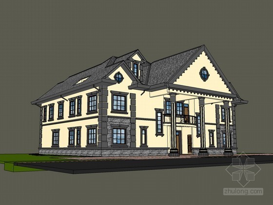 农村二层别墅CAD资料下载-二层别墅SketchUp模型下载