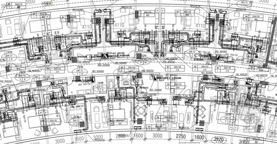 [江苏]410米商业综合体空调通风及防排烟设计图（含动力设计 暖通配电）-公寓楼空调通风平面图 