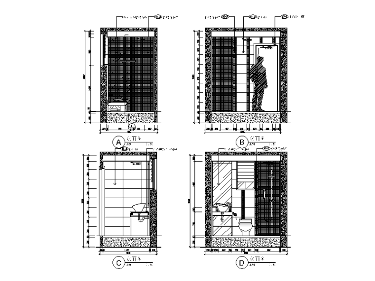 小户型现代时尚样板房设计CAD施工图（含效果图）立面图