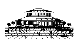 圆形混凝土建筑图资料下载-3层圆形造型经典中餐厅建筑图