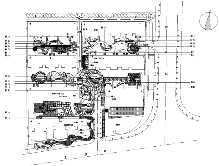 [山东]高档小区景观设计规划cad全套平面布置图-景桥分布图