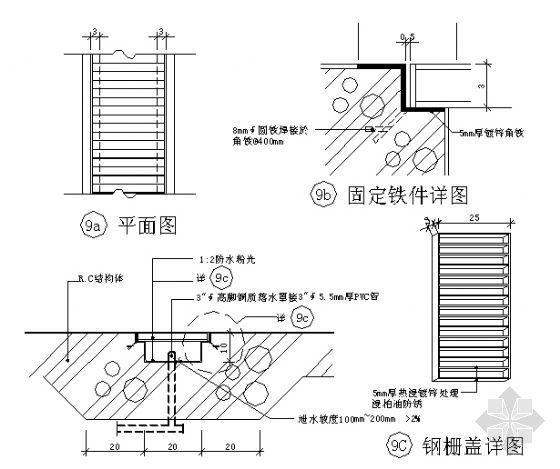 路面截水沟大样资料下载-截水沟CAD大样图分享