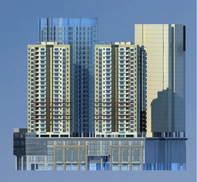 [湖北]高层休闲式商业综合体建筑设计方案文本-高层休闲式商业综合体建筑立面图