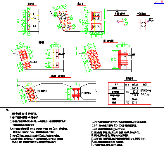 机场航站区多种跨径箱梁枢纽型立交桥及跑道建设工程图纸972张（路桥照明交通给排水）-变宽梁构造图、钢束图