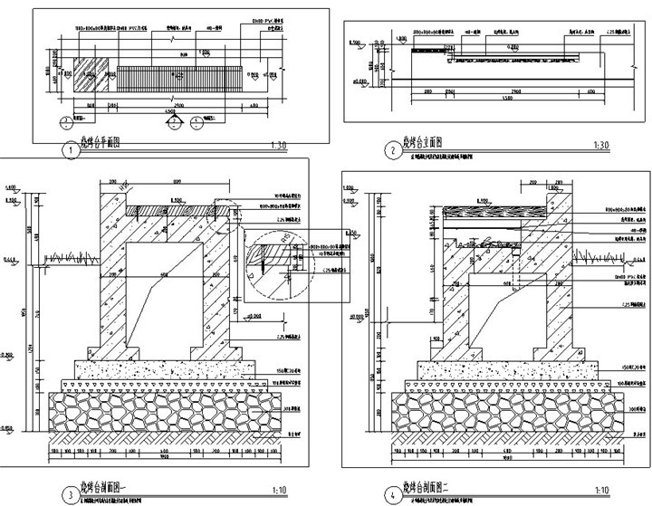 [浙江]某中学校园环境景观改造设计施工图-烧烤台剖面图