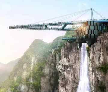 悬崖桥施工图资料下载-世界第一天空悬廊，比张家界玻璃桥恐怖！