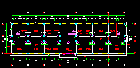 5层框架结构PKPM模型+CAD配筋图-建筑平面图