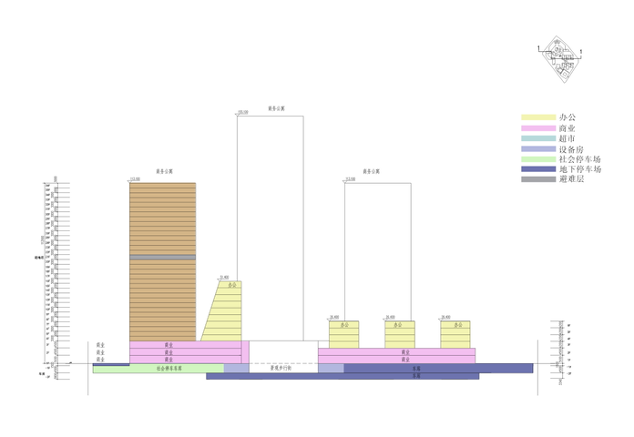 [深圳]中小企业总部综合体项目设计方案文本（附设计说明）-中小企业总部综合体项目设计-剖面图