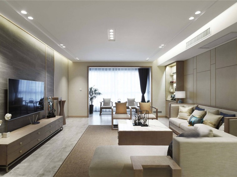 新中式风格设计师资料下载-宝鸡新中式风格的居住空间