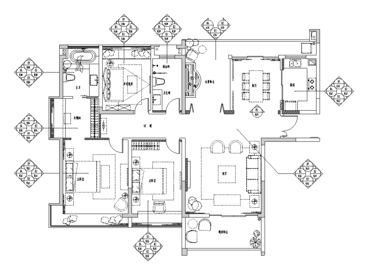 小区住宅样板房CAD资料下载-[广东]东莞某住宅样板房D3户型施工图