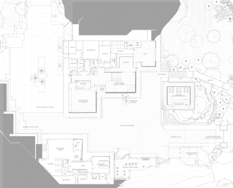 波特兰日本庭院文化村-KKAA_PJG_3-PLAN_1F_VILLAGE