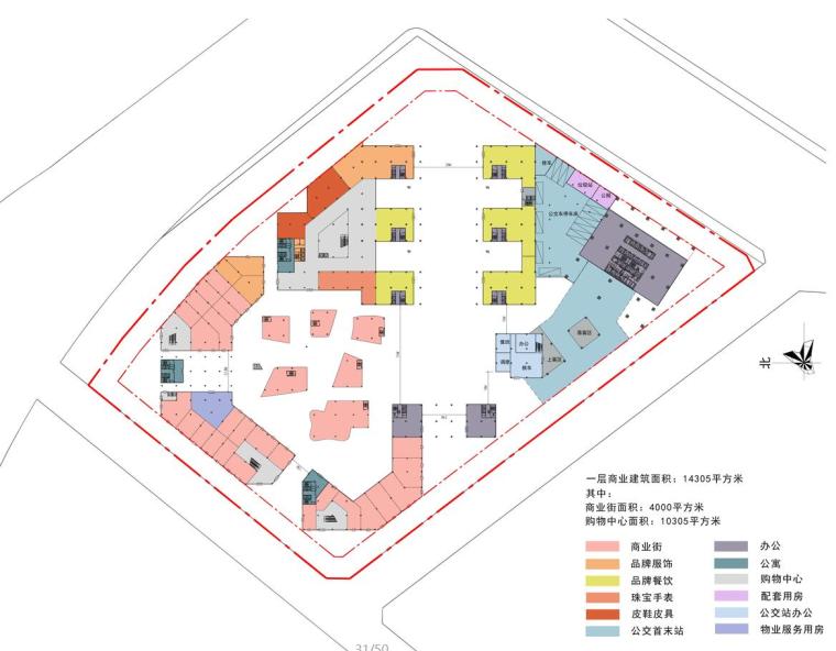 [广东]深圳中小企业总部综合体建筑方案文本（JPG+51页）-一层平面图