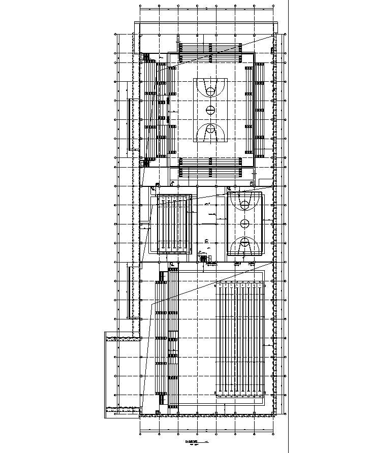 [宁夏]两层球形网架屋面体育中心建筑施工图（含全专业图纸）-两层球形网架屋面体育中心建筑平面图