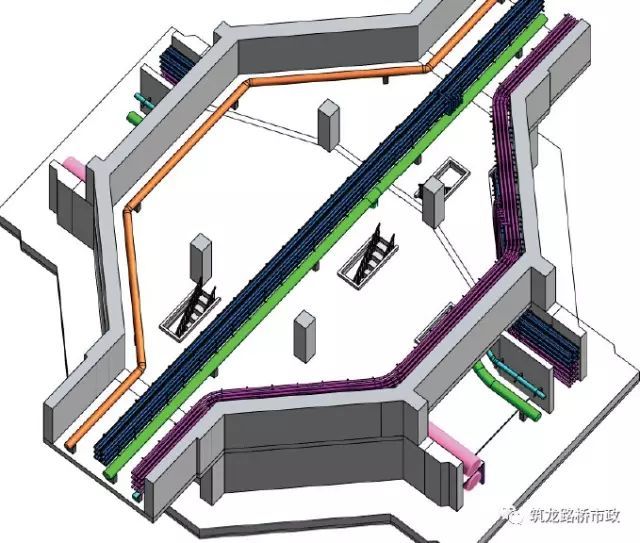 地下综合管廊节点和附属构筑物设计、建设知识汇总-交叉口透视图1