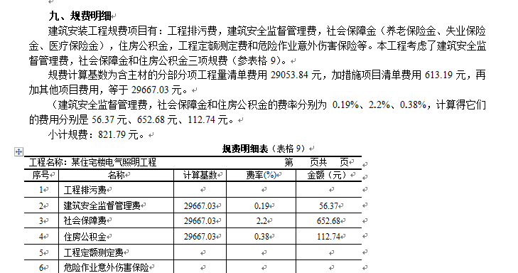 某通风空调工程清单计价-规费明细