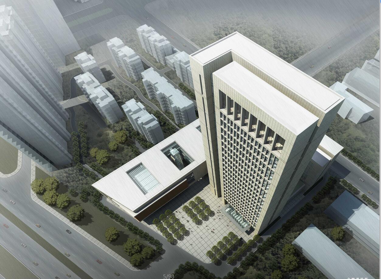 [河南]20层高层行政办公楼建筑设计方案文本效果图及cad施工图纸( cad