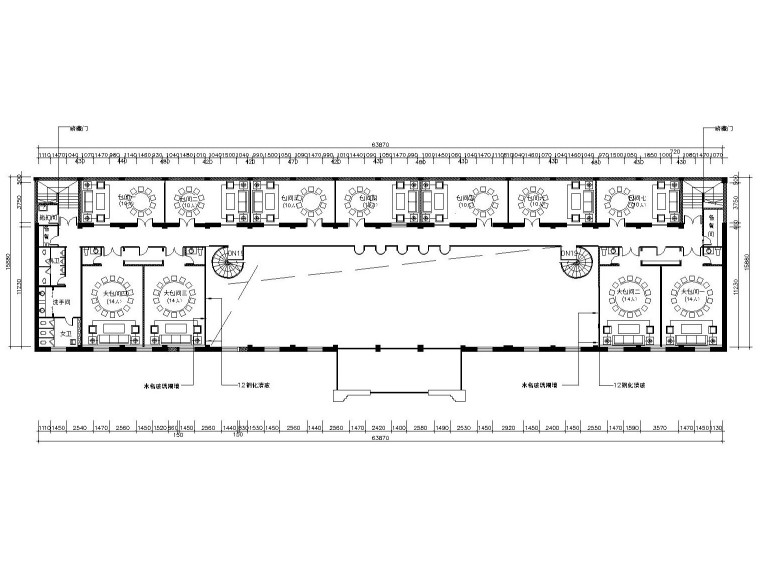 [乌鲁木齐]混搭风格深海壹号主题餐厅装修施工图（附效果图）-二层平面
