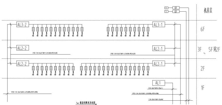 七层住宅公寓楼电气施工图-1#楼竖向配电系统图
