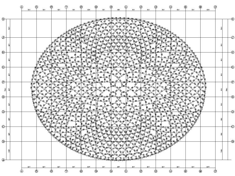 [内蒙古]正放四角锥网架形式大学体育馆屋面结构施工图-网架腹杆结构布置图