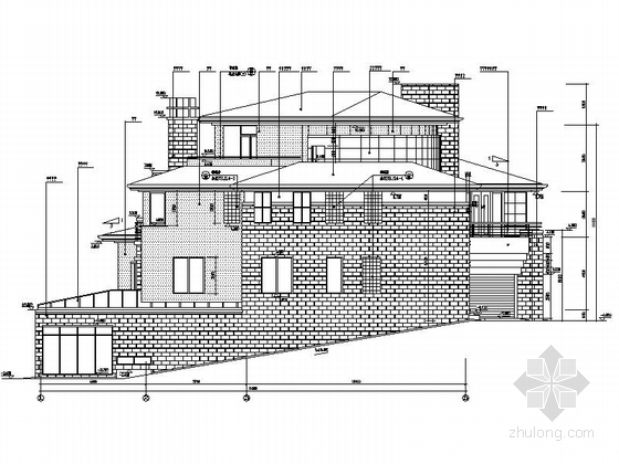 [北京]三层高级自建房屋设计施工图纸-三层高级自建房屋立面图