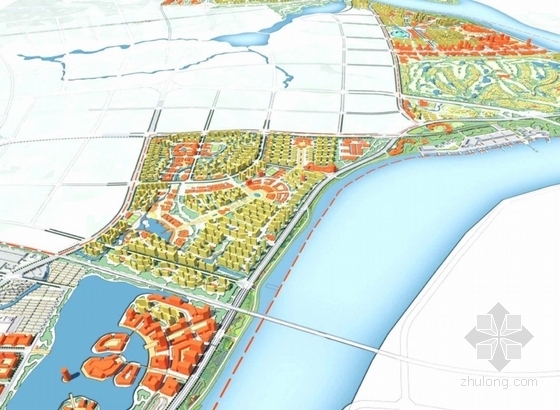 [湖南]城市规划及单体设计方案文本（国外知名建筑事务所）-城市规划效果图