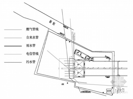 [广东]地铁盾构进出洞端头高压旋喷桩地基加固施工方案-端头加固范围内地下管线图 