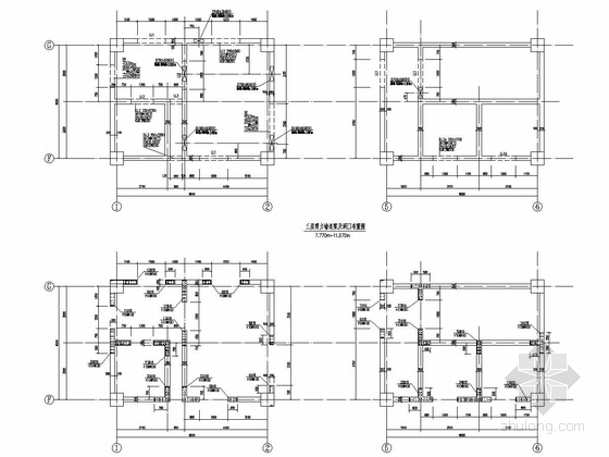 [浙江]12层框剪结构办公大厦结构工程设计图-三层剪力墙及连梁布置图