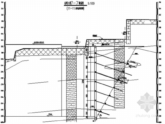 某基坑边坡格构式锚杆挡土墙肋柱支护结构设计图-剖立面