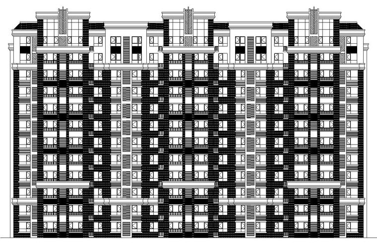 [宁夏]塔式框架剪力墙结构多高层住宅及商业用房、幼儿园施工图-塔式框架剪力墙结构多高层住宅及商业用房、幼儿园建筑立面图