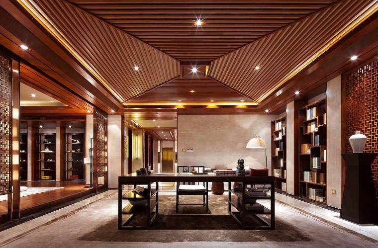 新中式书房图纸资料下载-书房＋茶室，才是新中式设计的最佳组合！