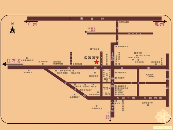 80平米单层户型图资料下载-博罗园洲汇园国际户型图交通图规划图