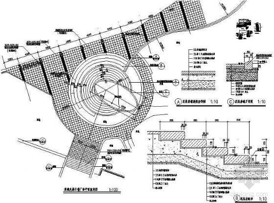 平面为圆形的建筑资料下载-圆形小广场铺装平面及做法详图