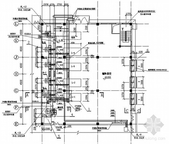 制冷机房工艺管道资料下载-制冷机房平剖面图
