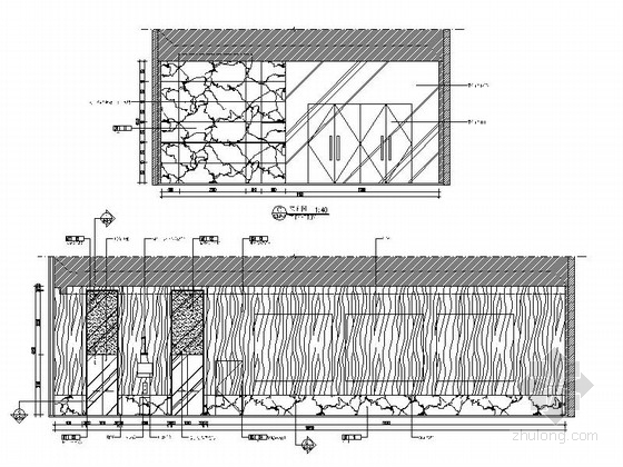 [四川]时尚购物商场室内装修设计施工图（含效果）电梯厅立面图 