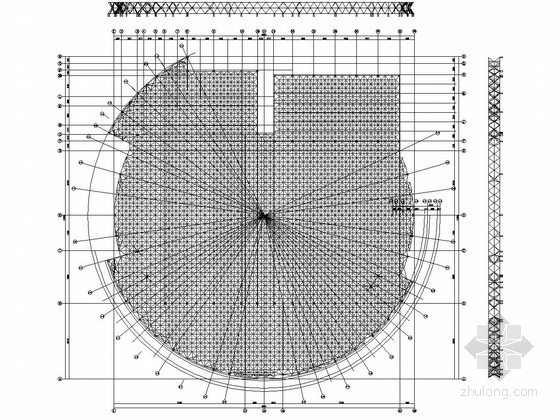 工人文化宫螺栓球网架结构施工图-网架平面图 